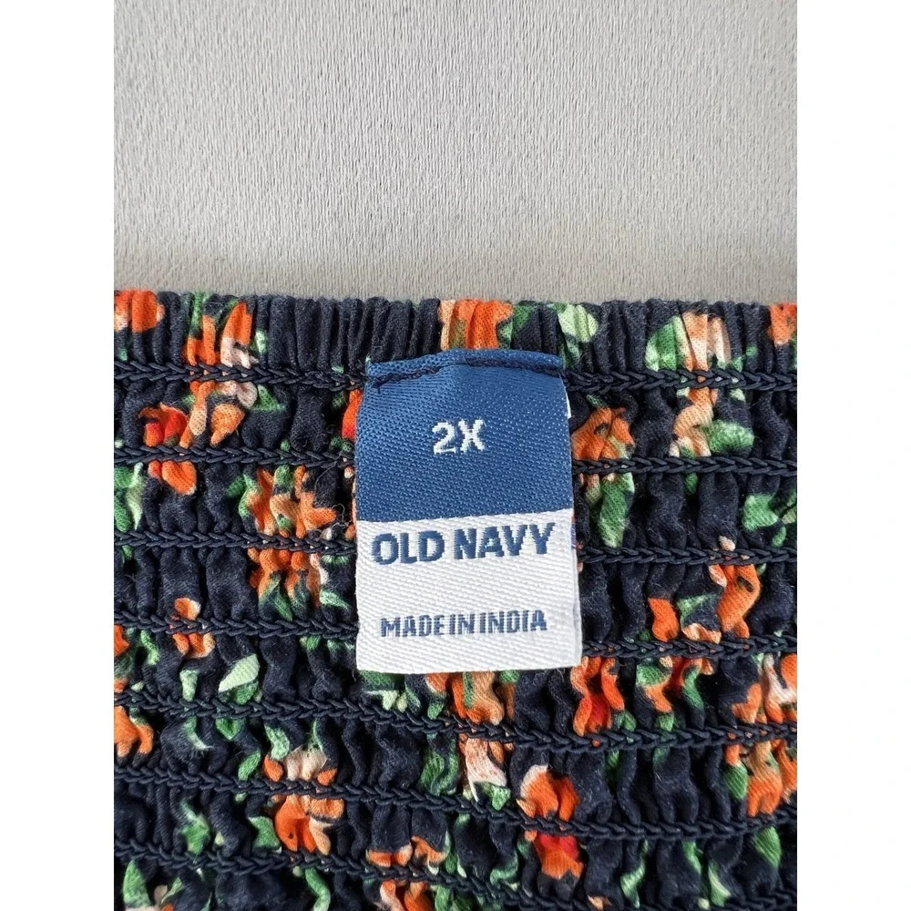 Old Navy Women's Multicolor Floral puff sleeve babydoll top Sz‎ 2X